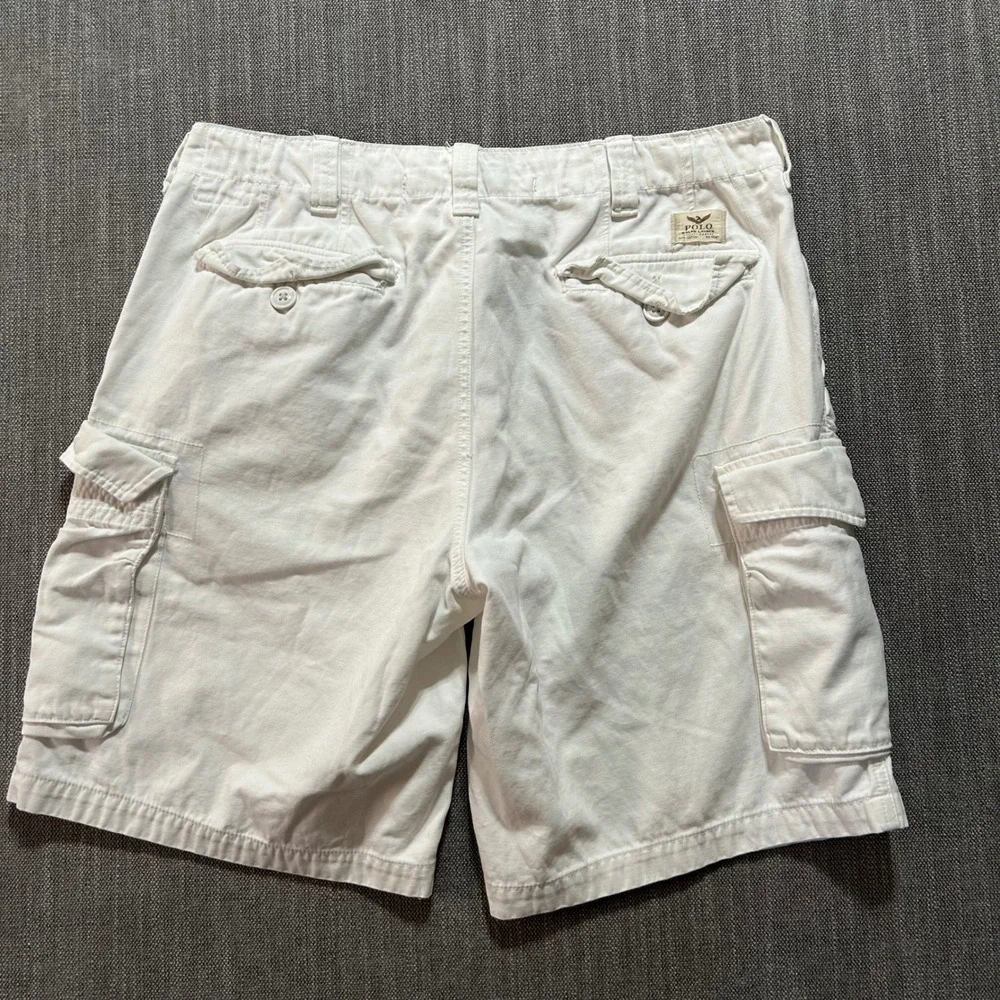 Polo Ralph Lauren Cargo Shorts Mens 34 Cream Classic Fit Cotton Military Utility